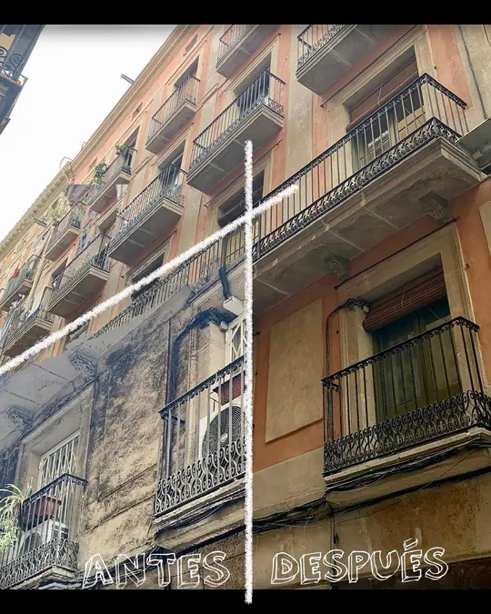 Rehabilitación fachada Barcelona: fachada de 1820 catalogada por Patrimonio, restaurada, en el Gòtic de Barcelona